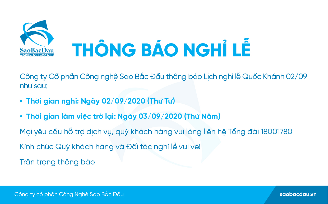 Thông báo Lịch nghỉ Lễ - Ngày Quốc khánh 2/9