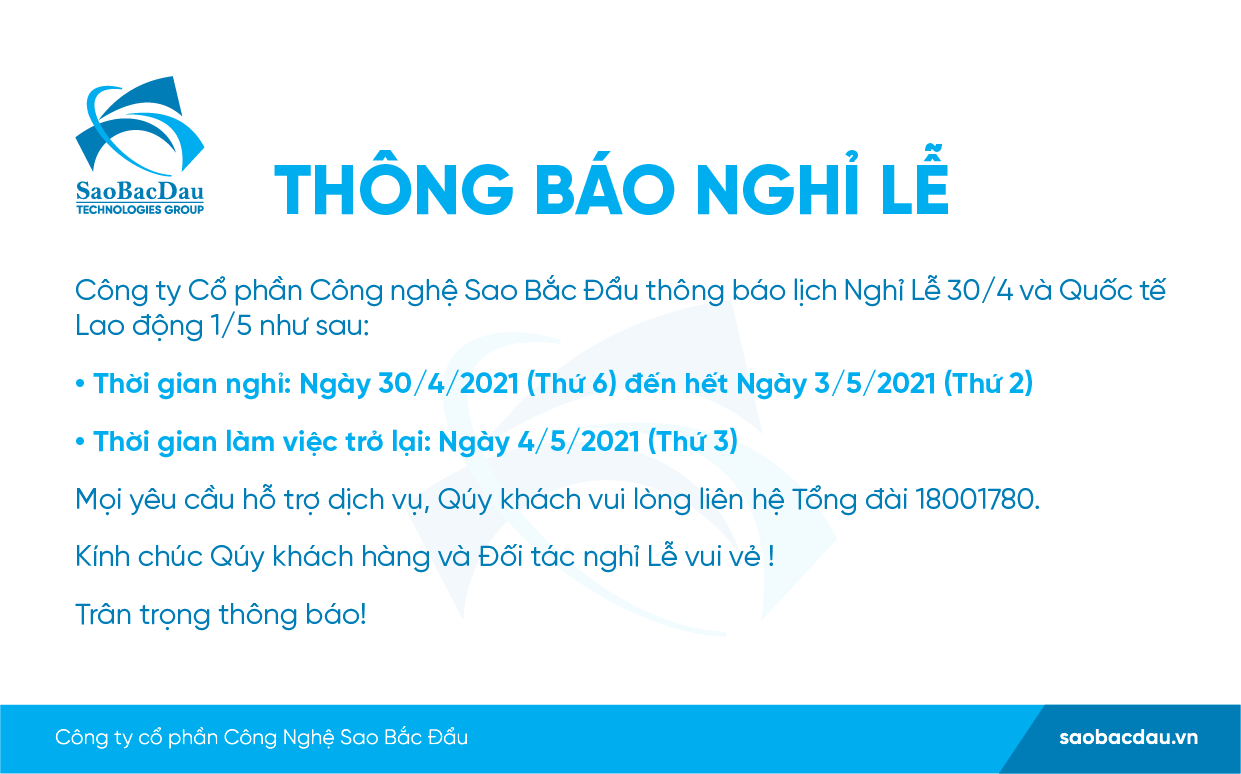 Thông báo Lịch nghỉ Lễ 30/4 và Quốc tế Lao động 1/5