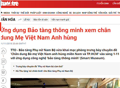 [Tuổi Trẻ] Ứng dụng Bảo tàng thông minh xem chân dung Mẹ Việt Nam Anh hùng