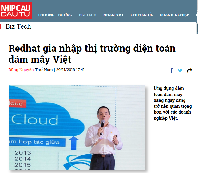 Redhat gia nhập thị trường điện toán đám mây Việt