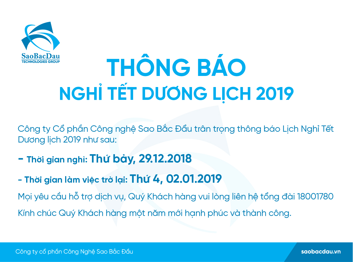 Thông báo nghỉ tết Dương lịch 2019