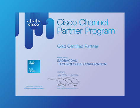 Sao Bắc Đẩu chính thức đạt chứng nhận Cisco Gold Certified Partner